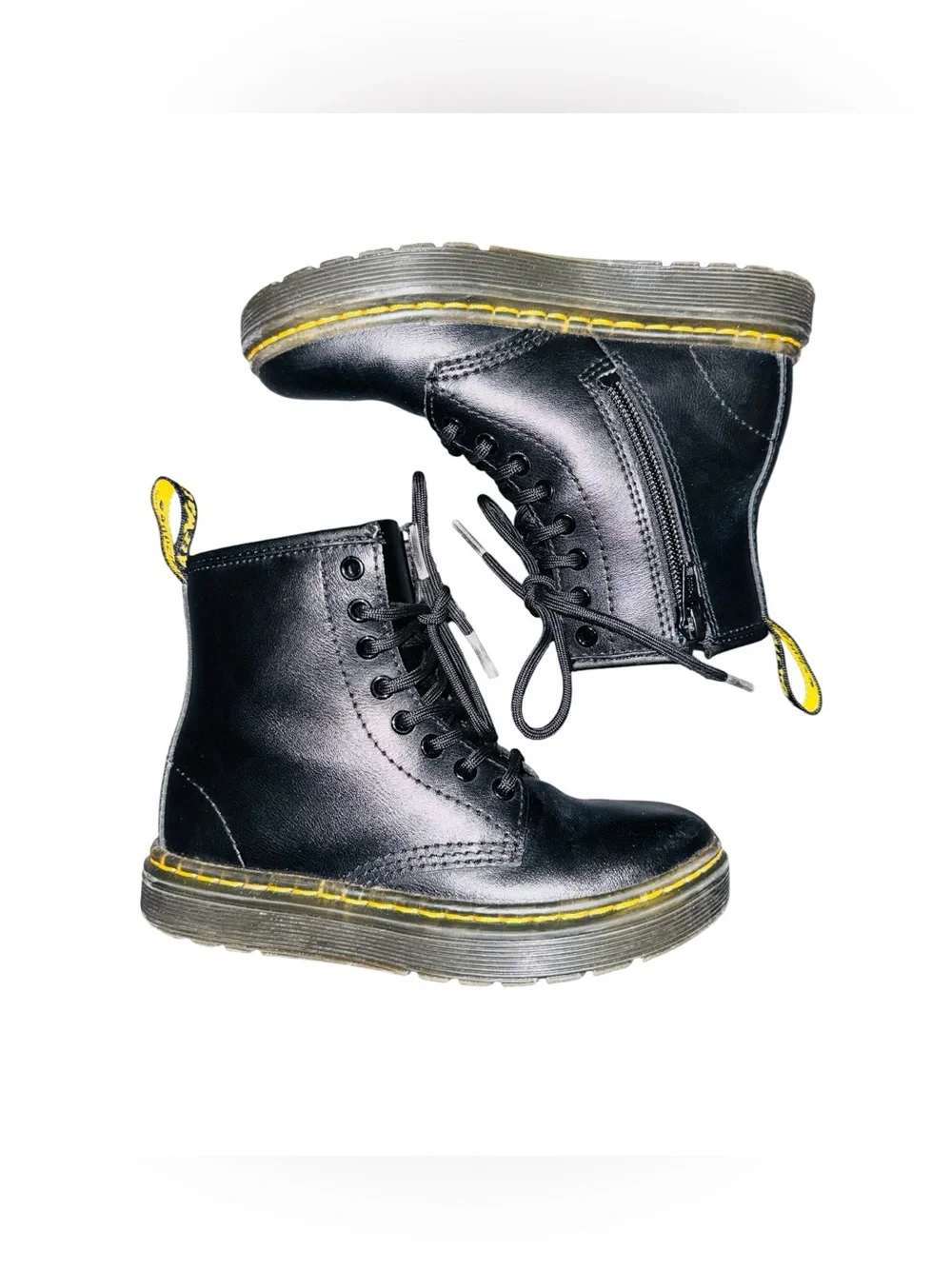 Doc Martens Girls Black Leather Lace Up Side Zipper Boots